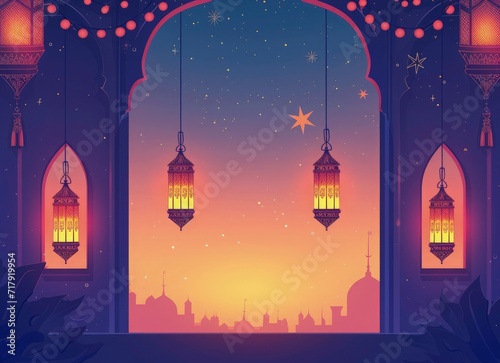 ramadan kareem banner background- Ramadan kareem islamic festival greeting card background, ramadan kareem lantern with minner background
