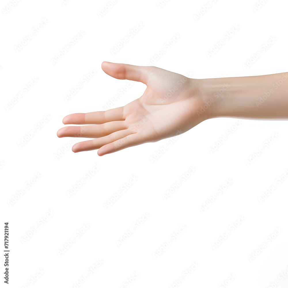 Person reaching out for a helping hand, depicting support and connection isolated on white background, space for captions, png

