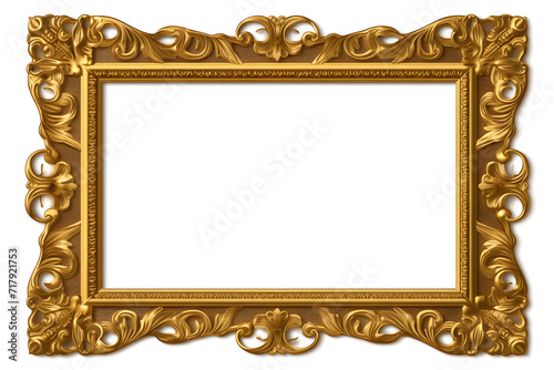 golden frame isolated on transparent background 