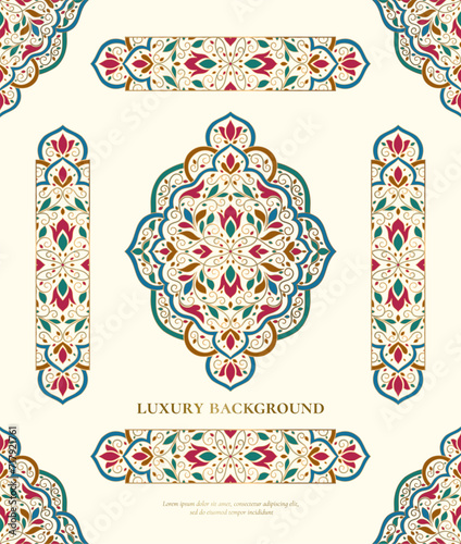 Luxury pattern on a white background. Vector mandala template. Golden design elements. Traditional Turkish, Indian motifs. Great for fabric and textile, wallpaper, packaging or any desired idea.