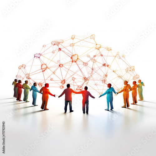 A network of people holding hands, representing community isolated on white background, cinematic, png 