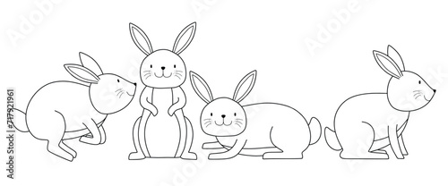 Doodle of cute rabbit sketch. outline vector illustration.