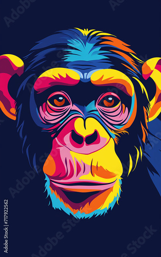 macaco design de adesivo, arte, criativo, cores fortes, fundo de cor sólida