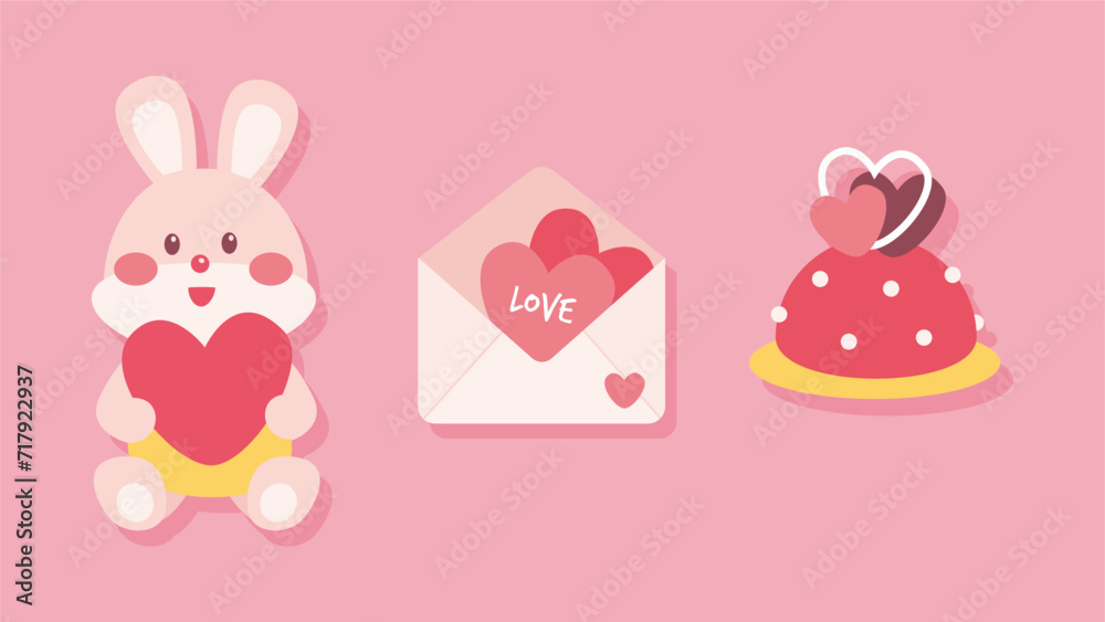 Obraz premium Cute valentine's day element collection