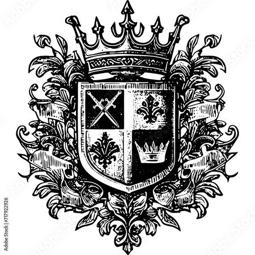 Medieval Emblem Or Coat Of Arms With Ribbon