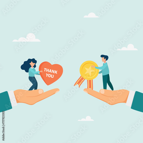 Employee appreciation concept  gratitude or appreciation to the best employee  thanks or gratitude for support. Vector illustration. 