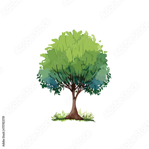 Minimalistic Watercolour Style 2D Tree Ai