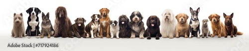 Diverse Canine Assembly: A Charming Line-Up of Various Dog Breeds - Generative AI © Gelpi