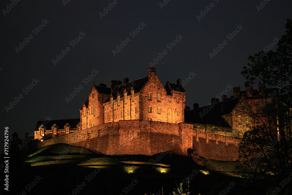 Edinburgh Castle Illuminated Against the Night Sky

