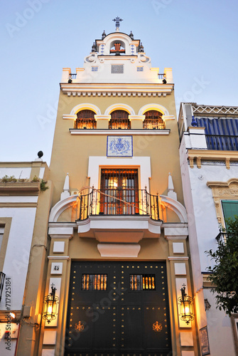 Chapel of the Virgin of the Star (Virgen de la Estrella) in the Triana neighborhood at dusk, Seville, Spain photo