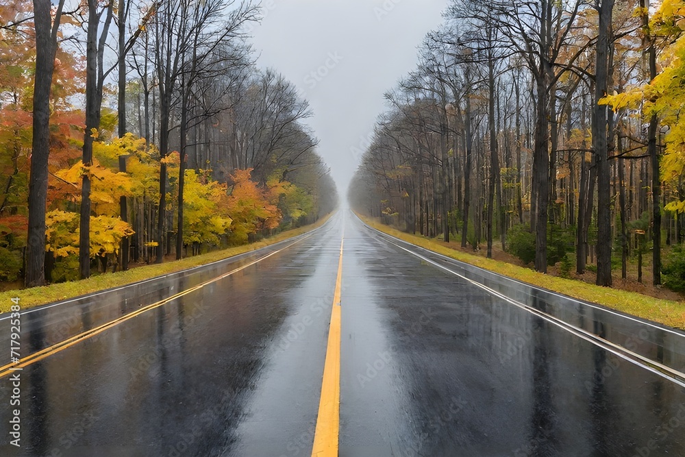 Fototapeta premium a row of trees on either side,