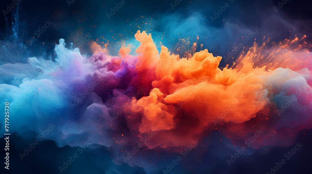 Dust explosion Holi background, indian traditional festival Dust explosion Holi background, indian traditional festival
