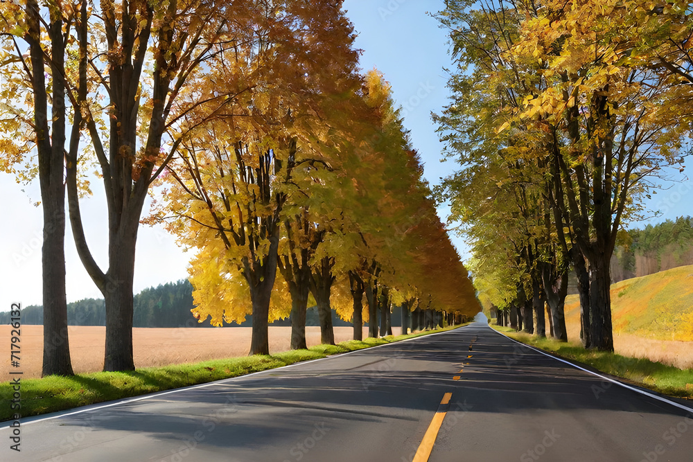 a row of trees on either side,
