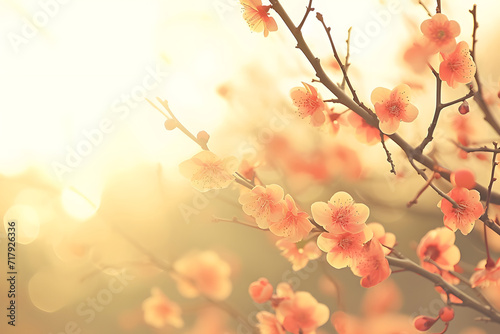 Japanese sakura, flowers of the cherry blossoms, copy space