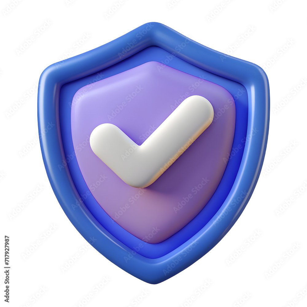 shield with ok icon 3d render shield with ok icon 3d render