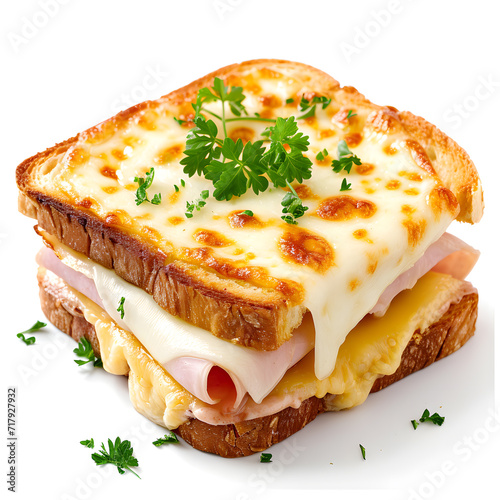 Sandwich Croque Monsieur isolated on white background photo