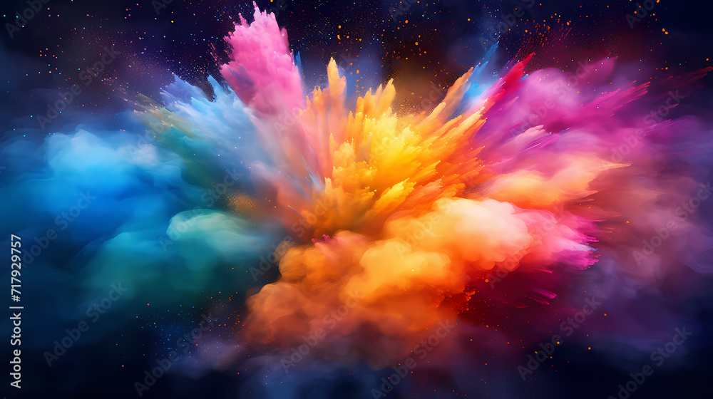 Dust explosion abstract background, Holi background