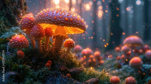 A Magical Mushroom fantasy Wonderland, fantasy mushroom home background, fantasy, poster, wallart, background, generative ai