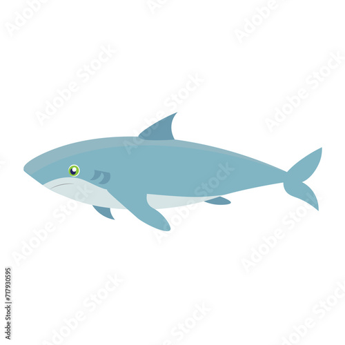 Shark. Flat vector illustration. Elements suitable for animation. 
