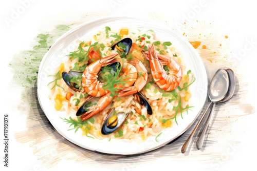 Delicious Shrimp Dinner: Tasty, Healthy Seafood Cuisine on a Gourmet Plate