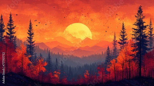 autumn fall background Vector silhouette generative ai