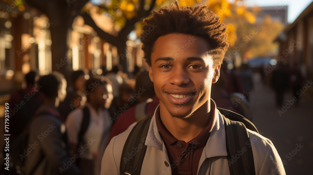 Portrait of a high school student near school Portrait of a high school student near school
