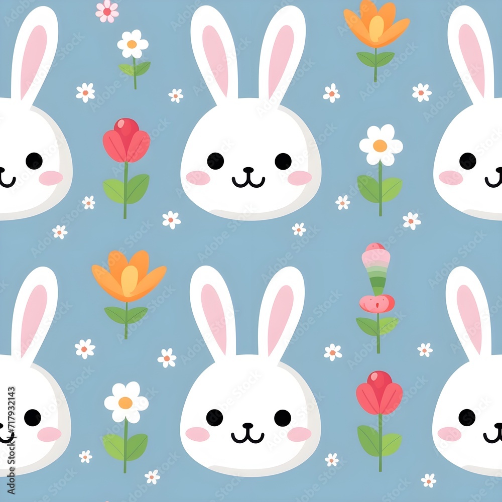 Sets bunny seamless pattern 