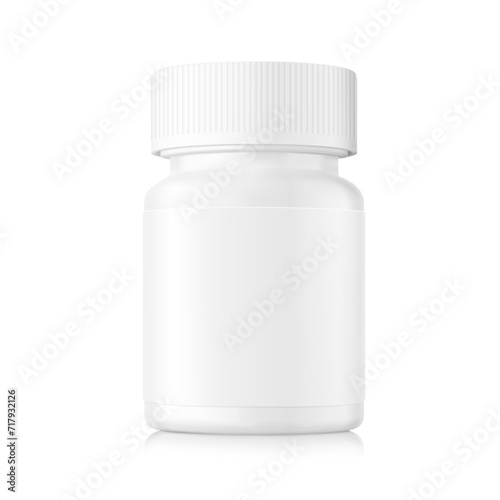 Mockup of plastic bottle. Vector illustration isolated on white background. Can be used for medical, cosmetic and etc. Perfect for final pack shot of your product. EPS10.