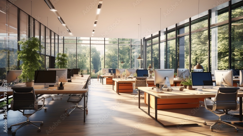 A highdefinition digital representation of a modern openplan office