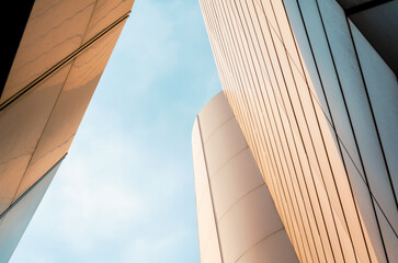 walls of a modern building against a blue sky