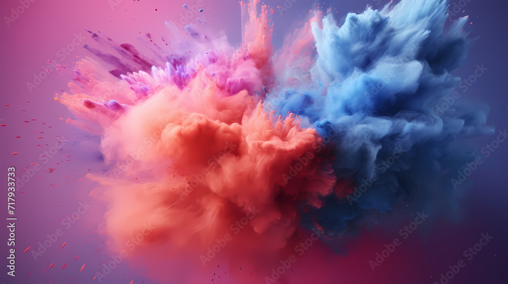 Fototapeta premium Dust explosion abstract background, Holi background