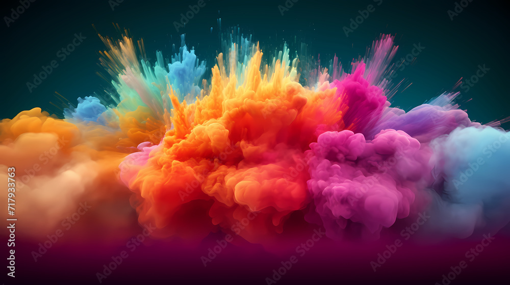 Obraz premium Dust explosion abstract background, Holi background