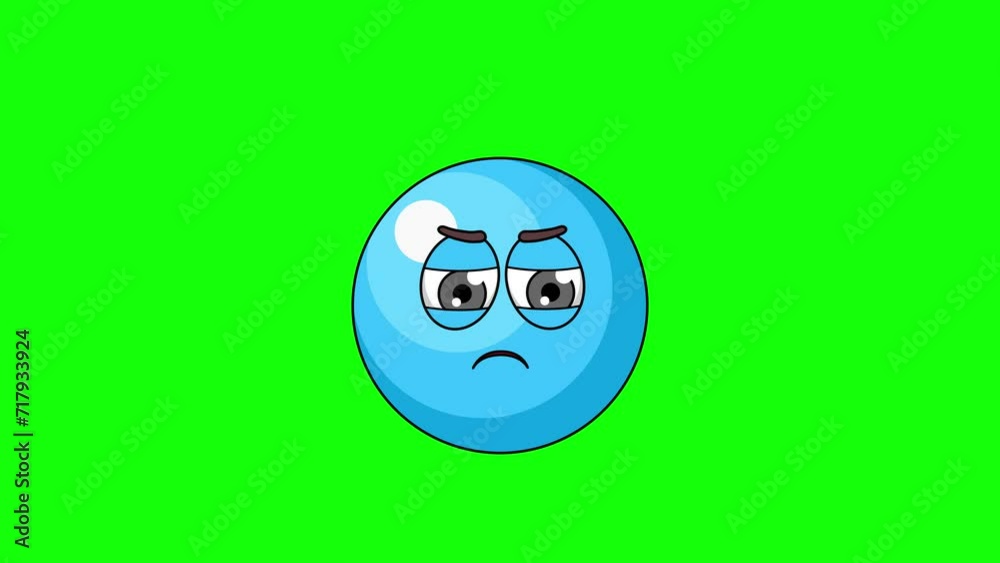 Angry emoticon of sour ball blue candy character, loop animation emoji Angry emoticon of sour ball blue candy character, loop animation emoji