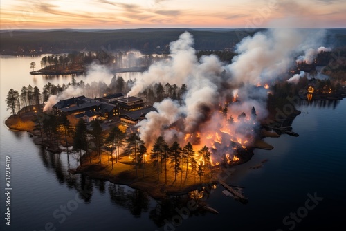 large-scale forest fire  view from a quadcopter