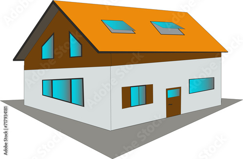 Modèle de maison isolé sur fond blanc 