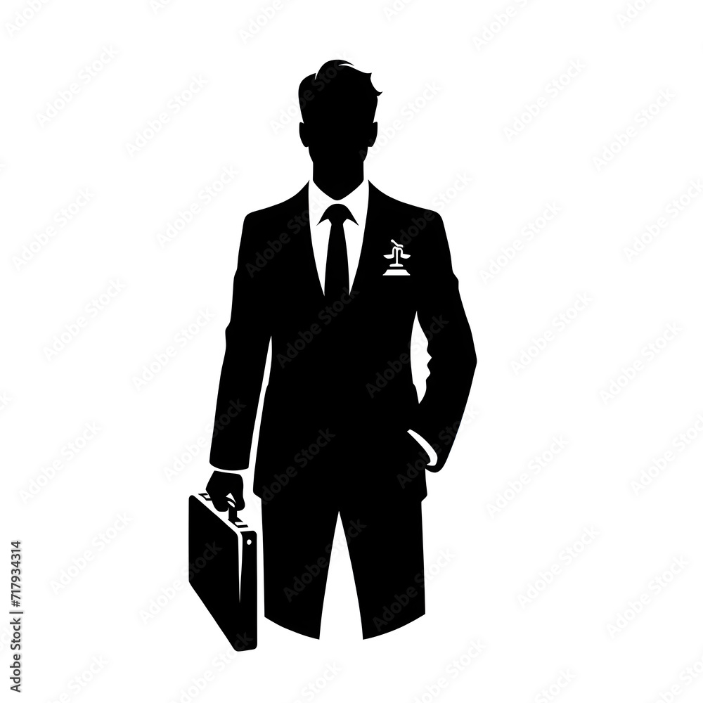 Silhouette icon of a lawyer, depicted in a formal and authoritative style