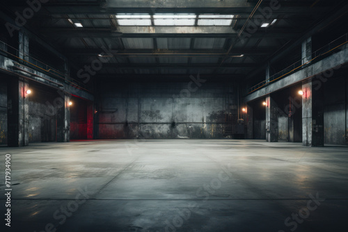 Interior of an industrial warehouse. Warehouse rental and storage concept © Berezhna_Iuliia