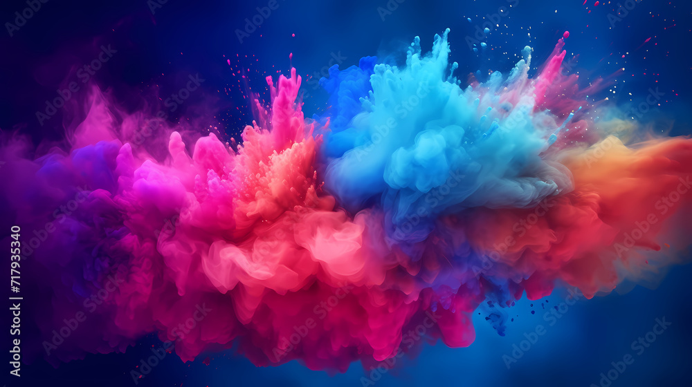 Fototapeta premium Dust explosion abstract background, Holi background