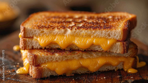 grilled cheese sandwich with melting cheese product photo