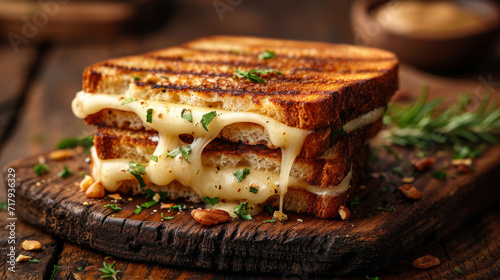 grilled cheese sandwich with melting cheese product photo