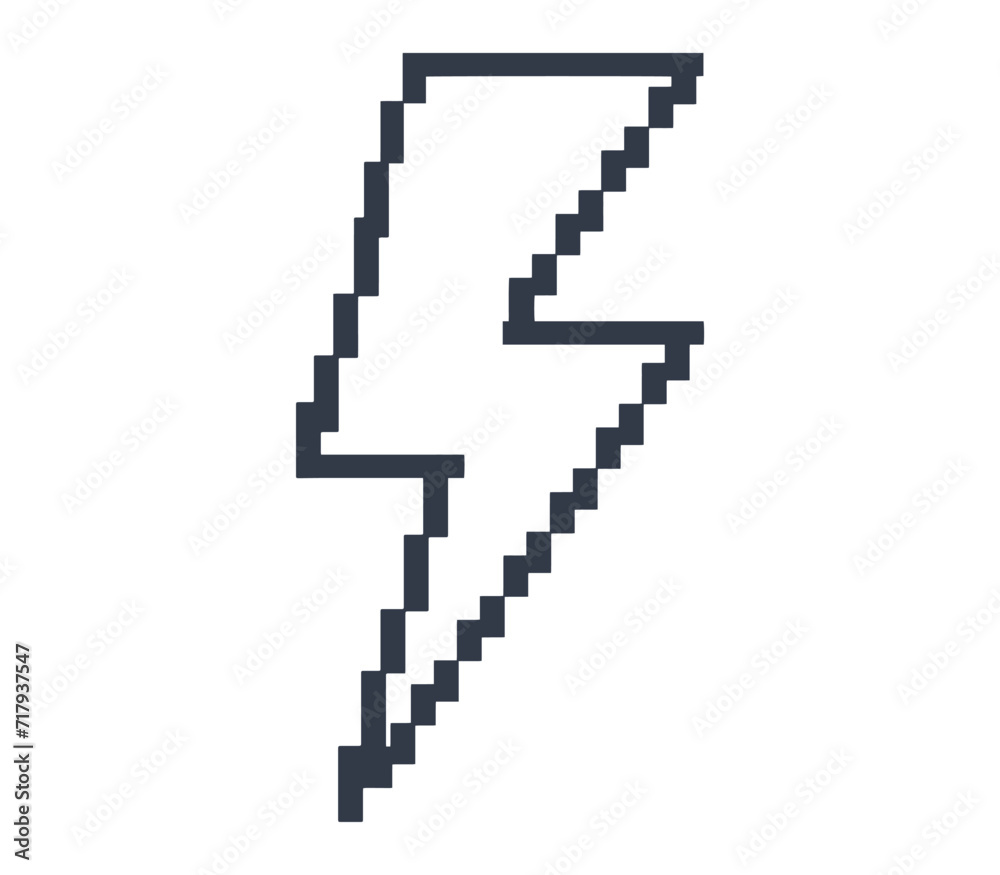 Pixel lightning vintage logotype monochrome