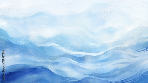 top-view watercolor waves in blue and white background. aesthetic painting for visual creations