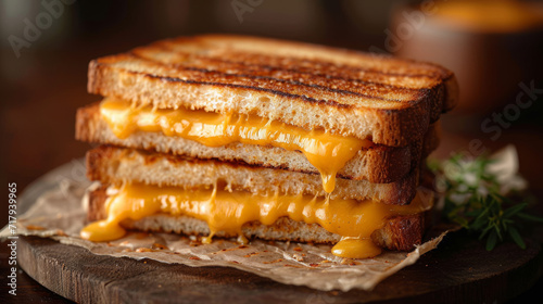 grilled cheese sandwich with melting cheese product photo