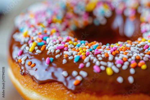 A close-up of the delightful details of a single donut