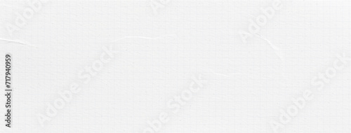 Realistic plaid paper texture. Background for collage with school sheet. White trendy vector banner with dust and noise.