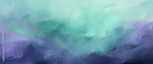 green background with a bright green, blue and purple color, in the style of layered brushstrokes, light sky-blue and dark gray, unprimed canvas, detailed feather photo