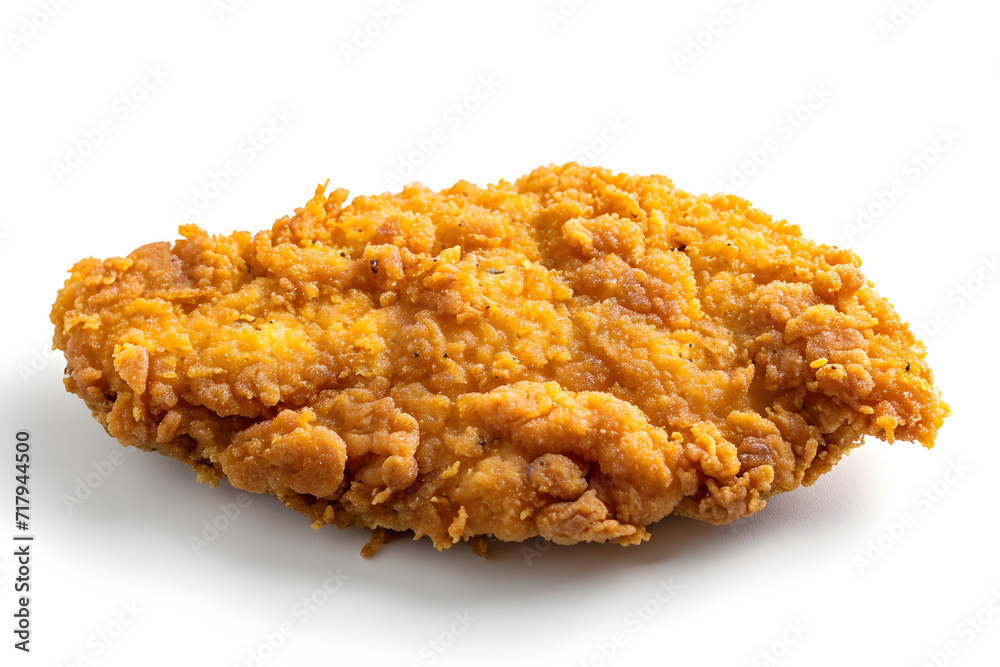 Homemade breaded chicken schnitzel top view isolated on white background Homemade breaded chicken schnitzel top view isolated on white background