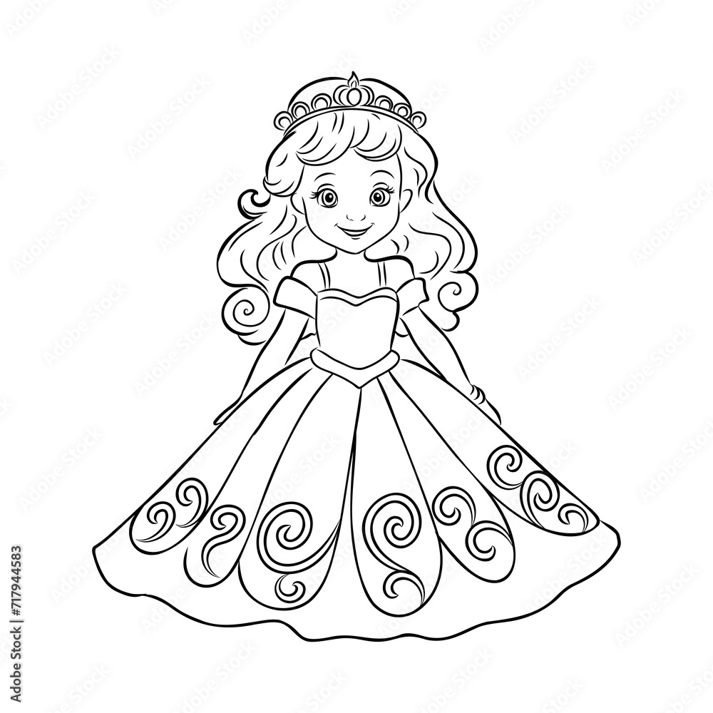 Fototapeta premium Little Princess Coloring page for kids