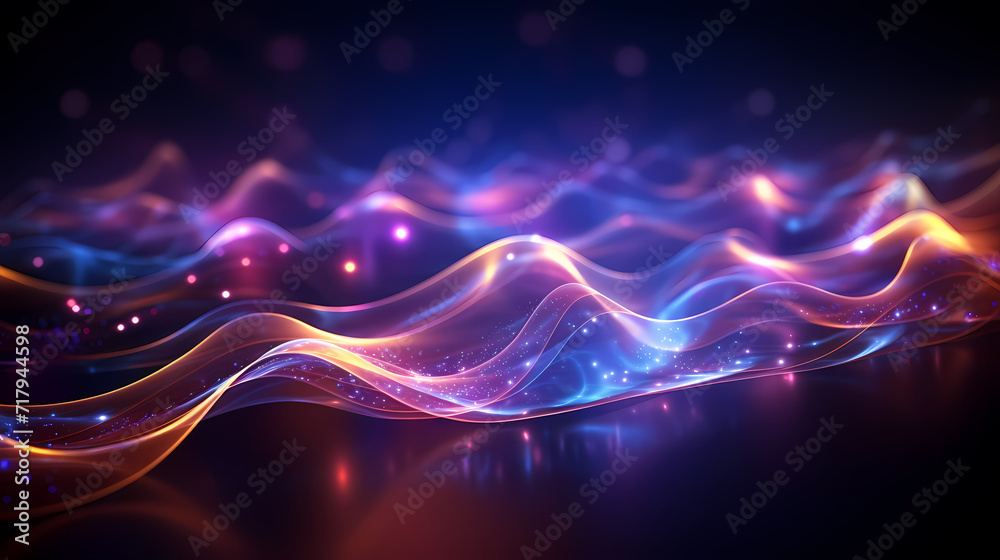 Fototapeta premium Glowing shiny line effect vector background, technology line background and light effect, 3D rendering