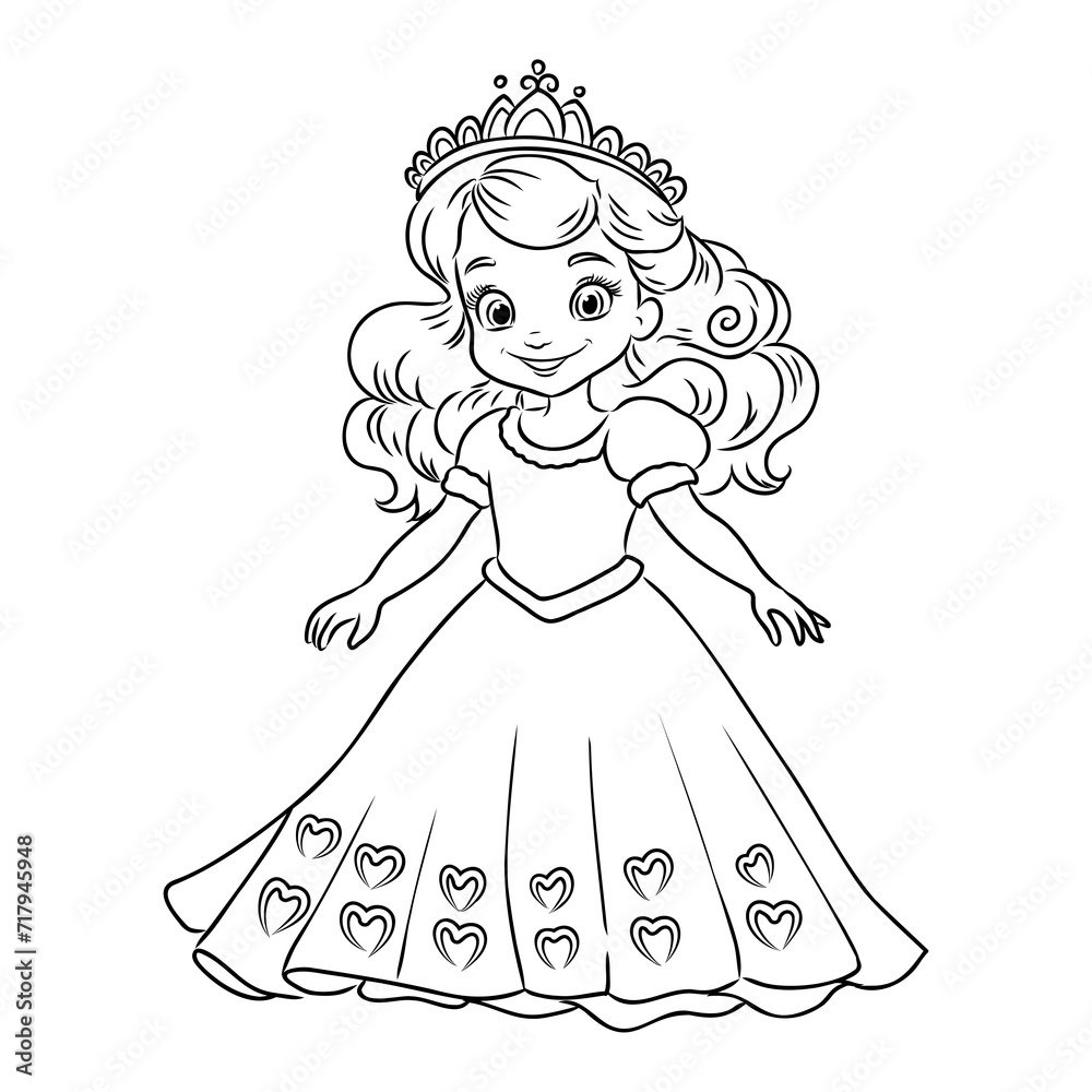 Fototapeta premium Little Princess Coloring page for kids